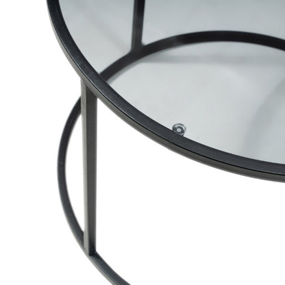 Τραπεζάκι Σαλονιού Startis Μέταλλο - Γυαλί Χρώμα Μαύρο Ø60x43