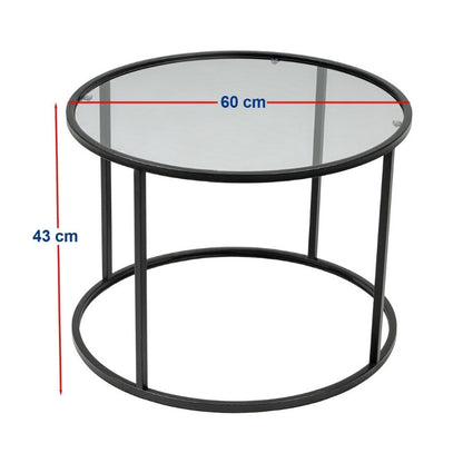 Τραπεζάκι Σαλονιού Startis Μέταλλο - Γυαλί Χρώμα Μαύρο Ø60x43