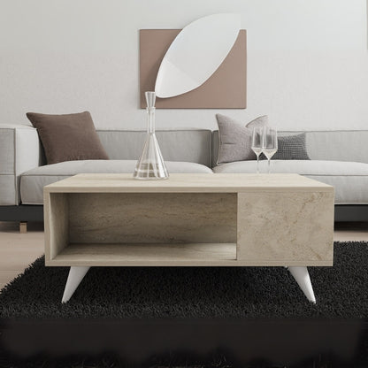 Τραπεζάκι Σαλονιού Yuka Χρώμα Travertine 90x60x39,5