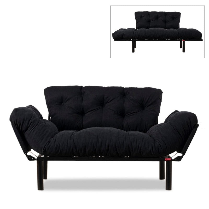 Καναπές - Κρεβάτι Nitta Διθέσιος Υφασμάτινος Χρώμα Μαύρο 155x70x85