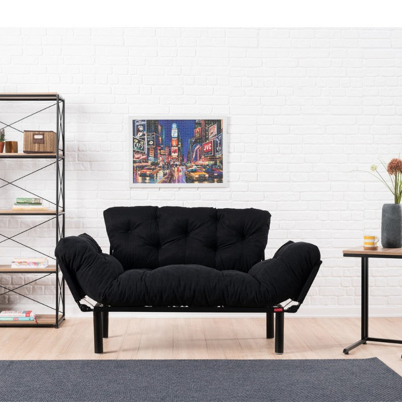 Καναπές - Κρεβάτι Nitta Διθέσιος Υφασμάτινος Χρώμα Μαύρο 155x70x85