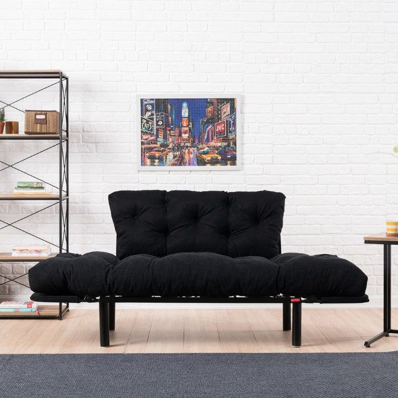 Καναπές - Κρεβάτι Nitta Διθέσιος Υφασμάτινος Χρώμα Μαύρο 155x70x85