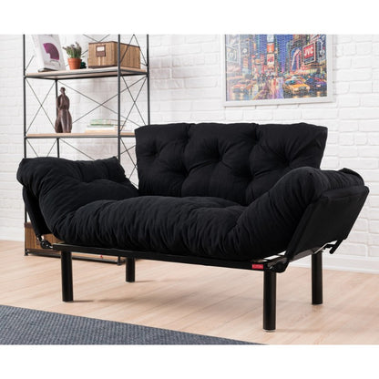 Καναπές - Κρεβάτι Nitta Διθέσιος Υφασμάτινος Χρώμα Μαύρο 155x70x85