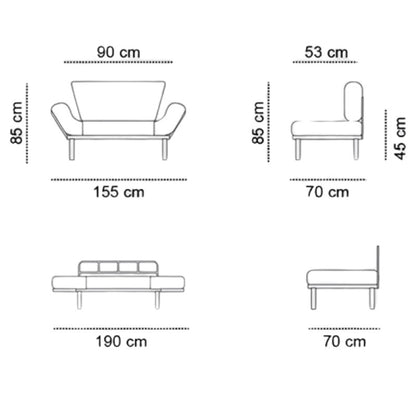 Καναπές - Κρεβάτι Nitta Διθέσιος Υφασμάτινος Χρώμα Μαύρο 155x70x85