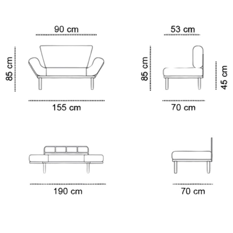 Καναπές - Κρεβάτι Nitta Διθέσιος Υφασμάτινος Χρώμα Γκρι 155x70x85