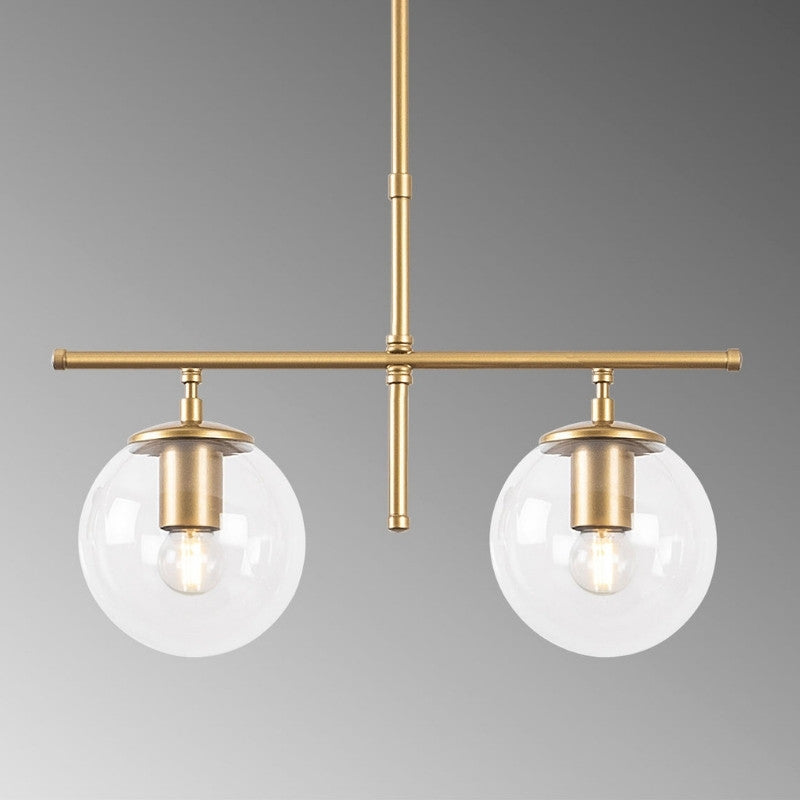 Φωτιστικό Οροφής Nilufer E27 Μεταλλικό Δίφωτο Χρώμα Χρυσό 52x15x76