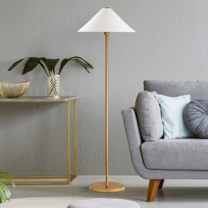 Φωτιστικό Δαπέδου Cansu E27 Μεταλλικό Χρώμα Λευκό - Χρυσό Ø46x150