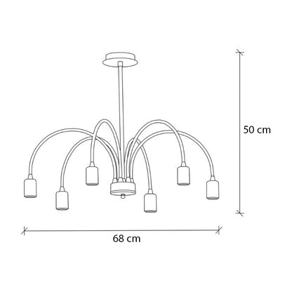 Φωτιστικό Οροφής Samba E27 Μεταλλικό Εξάφωτο Χρώμα Μαύρο Ø68x50