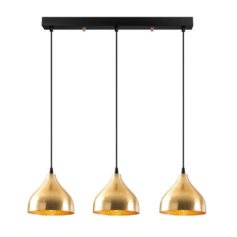 Φωτιστικό Οροφής Fida E27 Μεταλλικό Τρίφωτο Χρώμα Χρυσό 68x18x114