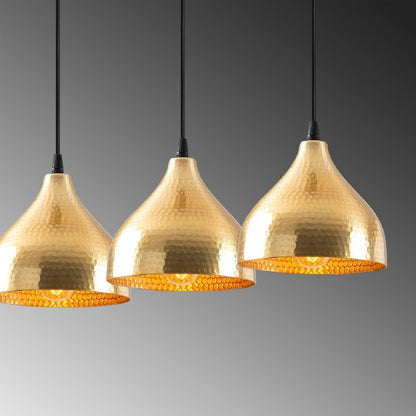 Φωτιστικό Οροφής Fida E27 Μεταλλικό Τρίφωτο Χρώμα Χρυσό 68x18x114