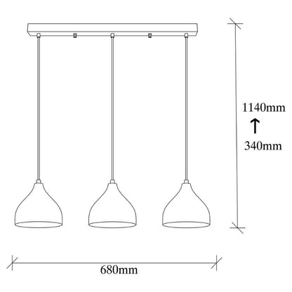 Φωτιστικό Οροφής Fida E27 Μεταλλικό Τρίφωτο Χρώμα Χρυσό 68x18x114