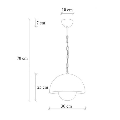 Φωτιστικό Οροφής Neptun E27 Μεταλλικό Μονόφωτο Χρώμα Πορτοκαλί Ø30x70