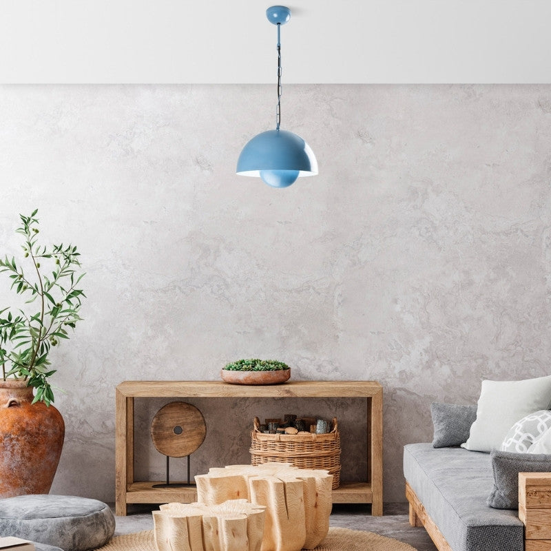 Φωτιστικό Οροφής Neptun E27 Μεταλλικό Μονόφωτο Χρώμα Γαλάζιο Ø30x70