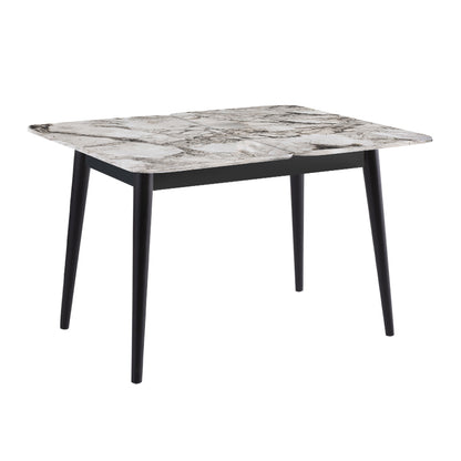 Τραπέζι Dolunay Επεκτεινόμενο Χρώμα Λευκό Εφέ Μαρμάρου - Μαύρο 100x60(120x100)x79,5