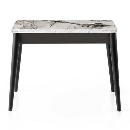 Τραπέζι Dolunay Επεκτεινόμενο Χρώμα Λευκό Εφέ Μαρμάρου - Μαύρο 100x60(120x100)x79,5