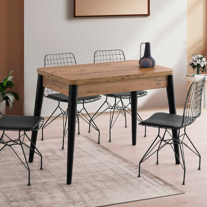 Τραπέζι Dolunay Επεκτεινόμενο Χρώμα Atlantic Pine - Μαύρο 100x60(120x100)x79,5