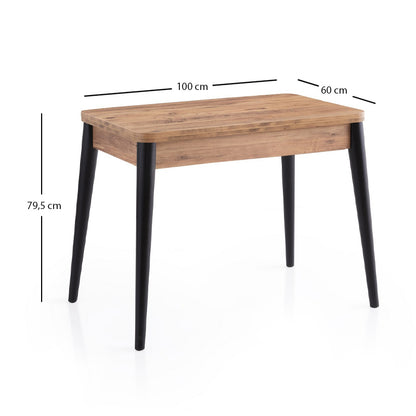 Τραπέζι Dolunay Επεκτεινόμενο Χρώμα Atlantic Pine - Μαύρο 100x60(120x100)x79,5