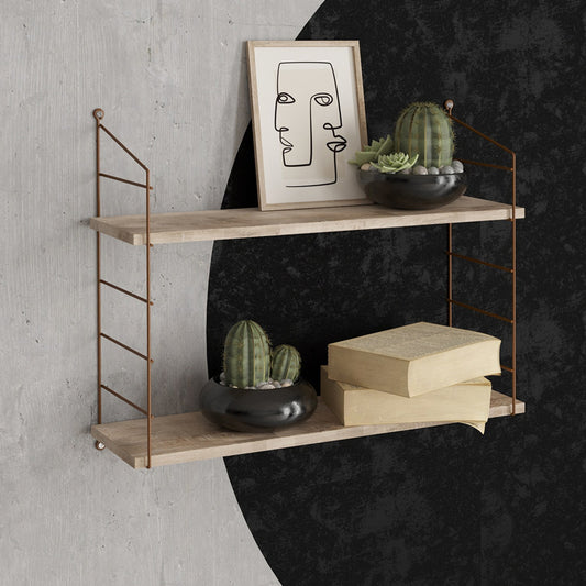 Ραφιέρα Τοίχου Armoni Χρώμα Sacramento Oak - Καφέ Μέταλλο 72x20x58