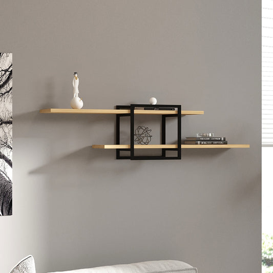 Ραφιέρα Τοίχου Mone Χρώμα Sapphire Oak - Μαύρο 120x18x30