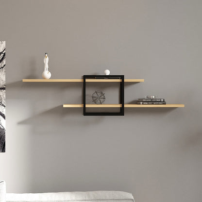 Ραφιέρα Τοίχου Mone Χρώμα Sapphire Oak - Μαύρο 120x18x30