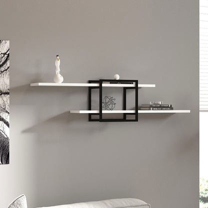 Ραφιέρα Τοίχου Mone Χρώμα Λευκό - Μαύρο 120x18x30