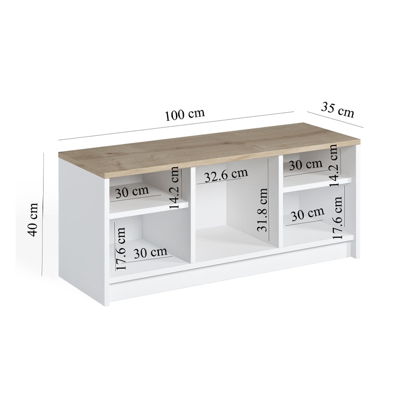 Παπουτσοθήκη London Χρώμα Λευκό - Sapphire Oak 100x35x40