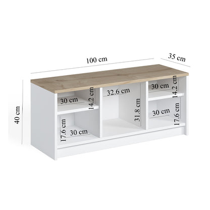 Παπουτσοθήκη London Χρώμα Λευκό - Sapphire Oak 100x35x40