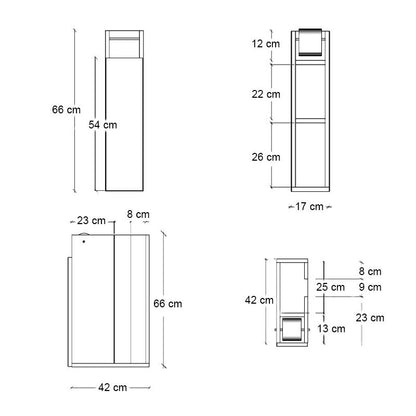 Ντουλάπι Μπάνιου Paper Χρώμα Λευκό 17x42x66