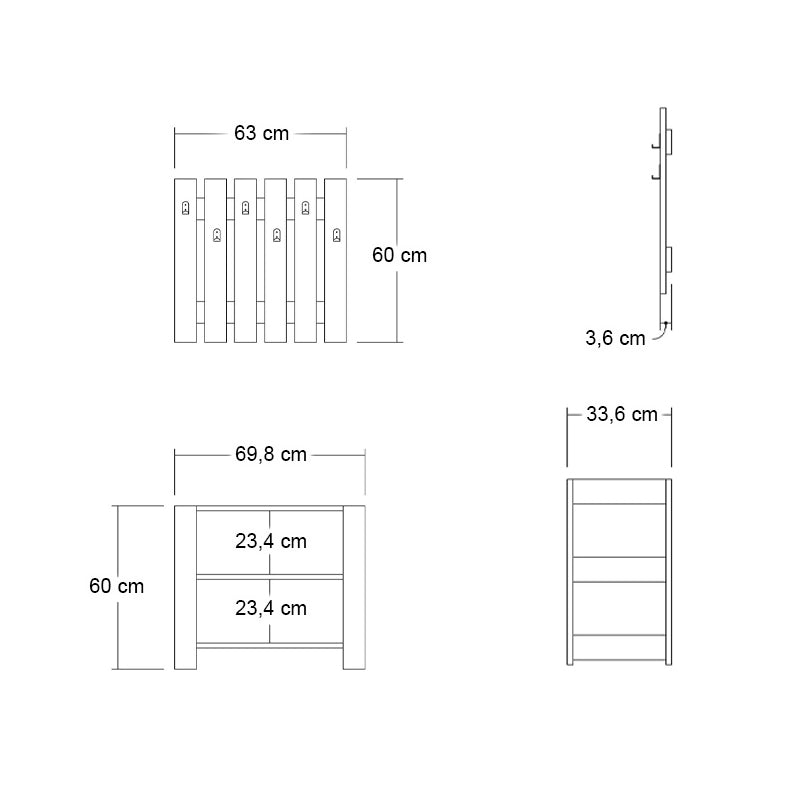 Έπιπλο Εισόδου Friends Χρώμα Καρυδί 69,8x33,6x60