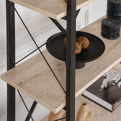 Βιβλιοθήκη Elysian Χρώμα Travertine - Μαύρο 90x33,5x180