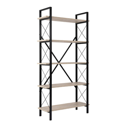 Βιβλιοθήκη Elysian Χρώμα Travertine - Μαύρο 90x33,5x180