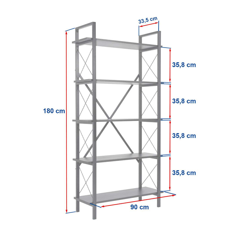 Βιβλιοθήκη Elysian Χρώμα Μαύρο 90x33,5x180