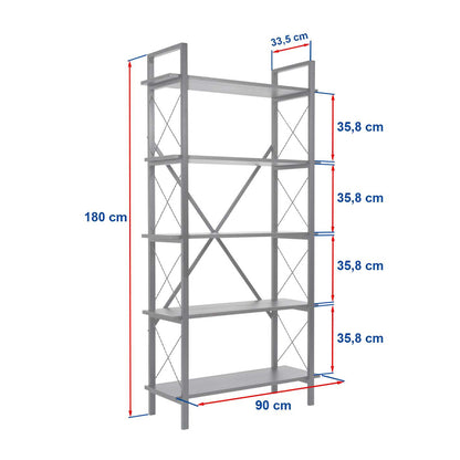 Βιβλιοθήκη Elysian Χρώμα Μαύρο 90x33,5x180