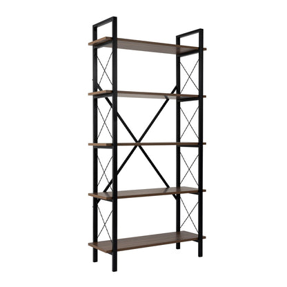 Βιβλιοθήκη Elysian Χρώμα Καρυδί - Μαύρο 90x33,5x180