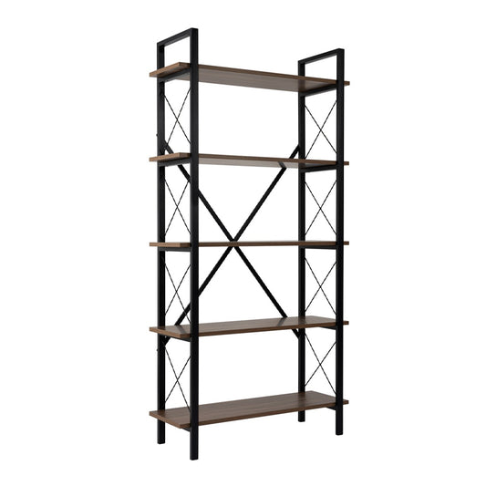 Βιβλιοθήκη Elysian Χρώμα Καρυδί - Μαύρο 90x33,5x180