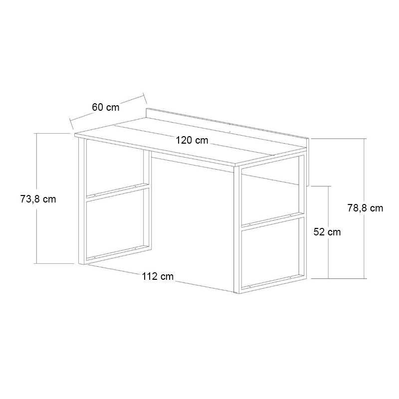 Γραφείο Εργασίας Rana Χρώμα Καρυδί - Μαύρο 120x60x78,8