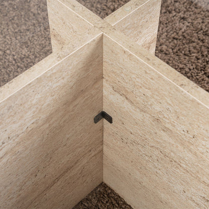 Τραπεζάκι Σαλονιού Vetrino Γυάλινο Χρώμα Travertine 105x65x40