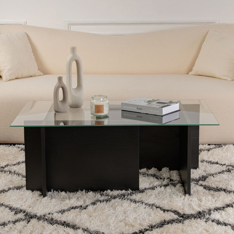 Τραπεζάκι Σαλονιού Vetrino Γυάλινο Χρώμα Μαύρο 105x65x40