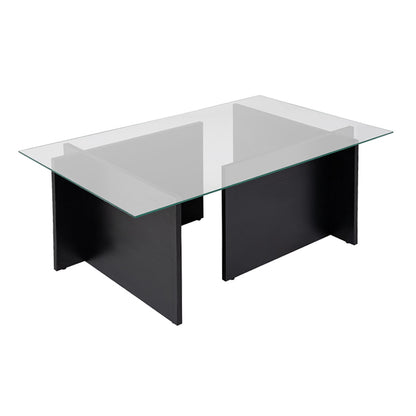 Τραπεζάκι Σαλονιού Vetrino Γυάλινο Χρώμα Μαύρο 105x65x40