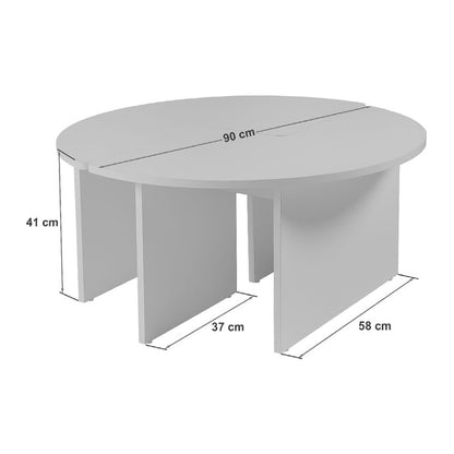 Τραπεζάκι Σαλονιού Σετ 2 Τμχ Moira Χρώμα Travertine Φ90x41