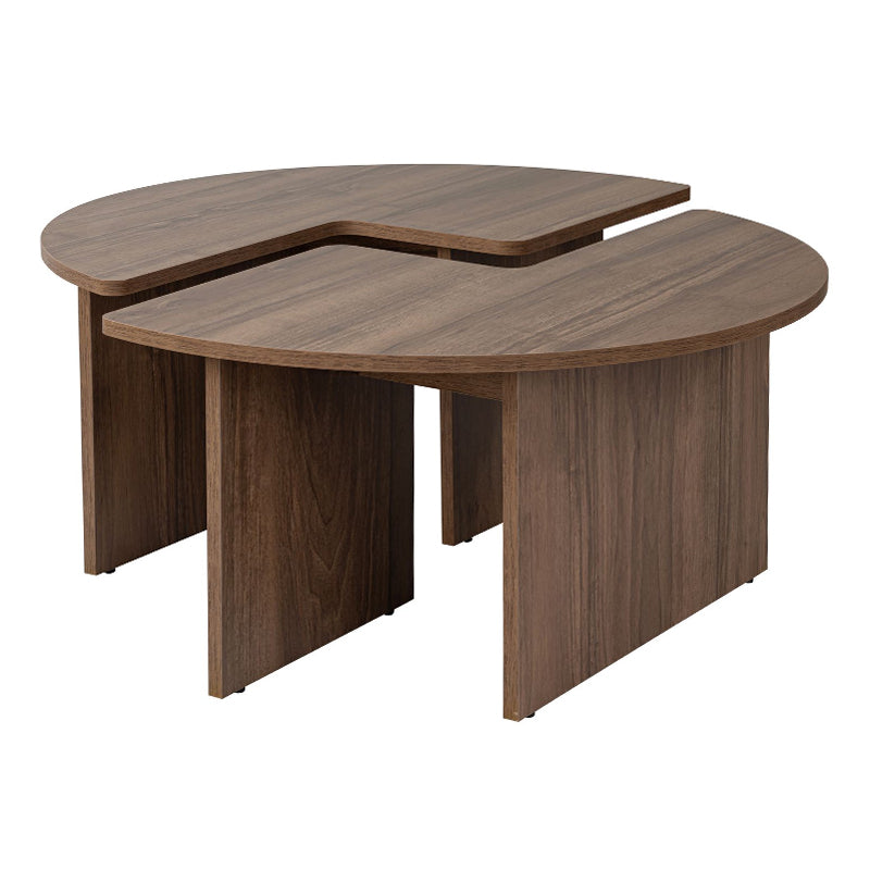 Τραπεζάκι Σαλονιού Σετ 2 Τμχ Moira Χρώμα Καρυδί Φ90x41