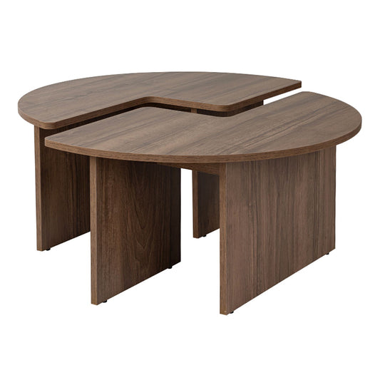 Τραπεζάκι Σαλονιού Σετ 2 Τμχ Moira Χρώμα Καρυδί Φ90x41