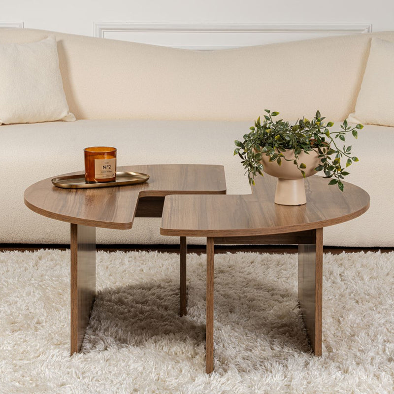 Τραπεζάκι Σαλονιού Σετ 2 Τμχ Moira Χρώμα Καρυδί Φ90x41