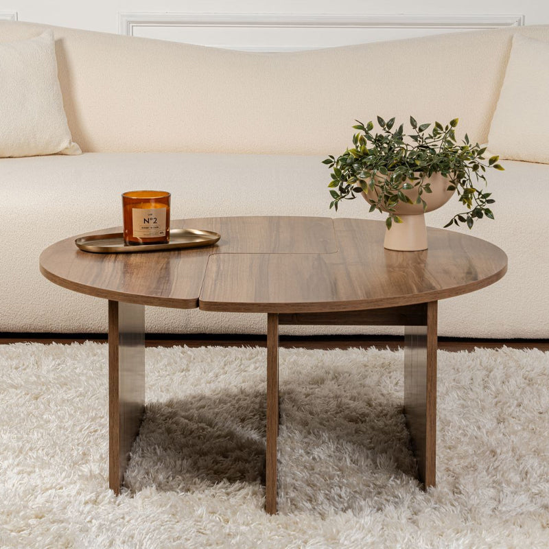 Τραπεζάκι Σαλονιού Σετ 2 Τμχ Moira Χρώμα Καρυδί Φ90x41