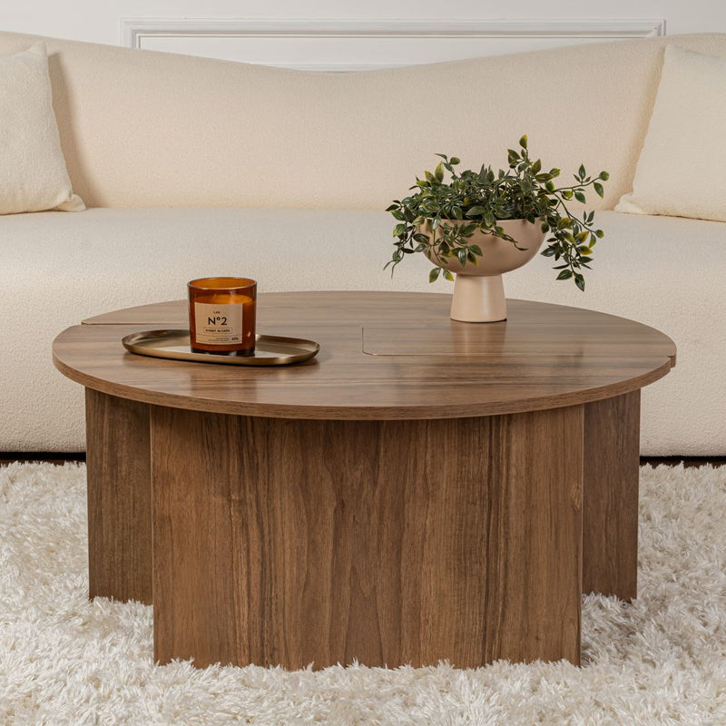 Τραπεζάκι Σαλονιού Σετ 2 Τμχ Moira Χρώμα Καρυδί Φ90x41