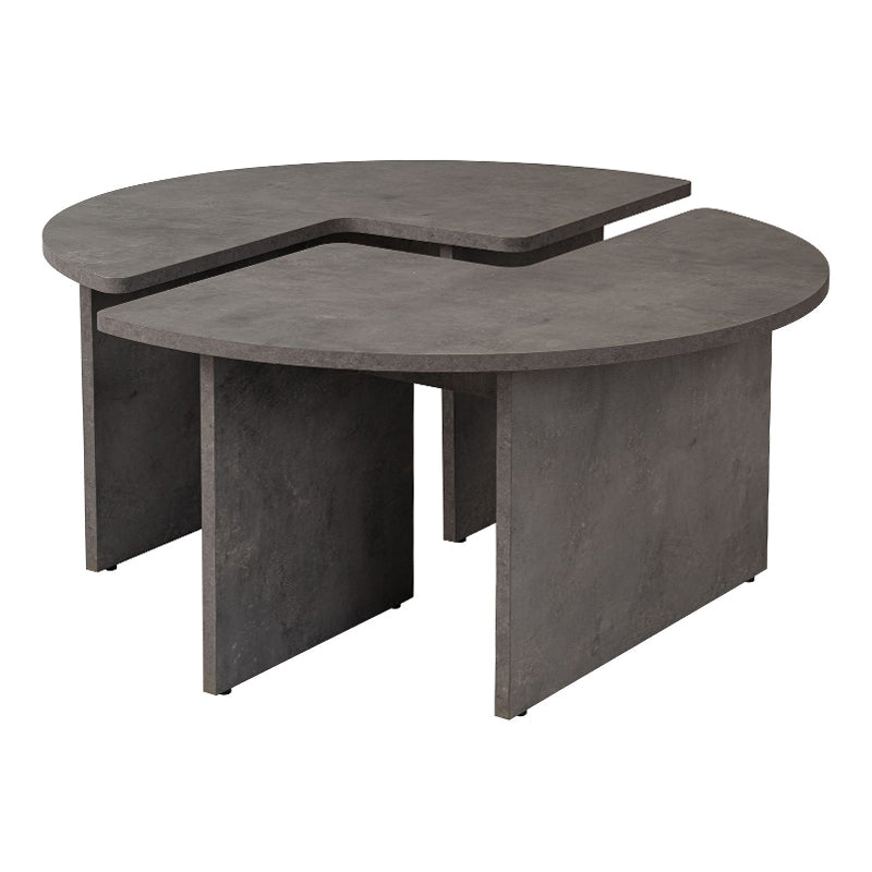 Τραπεζάκι Σαλονιού Σετ 2 Τμχ Moira Χρώμα Γκρι Σκυροδέματος Φ90x41