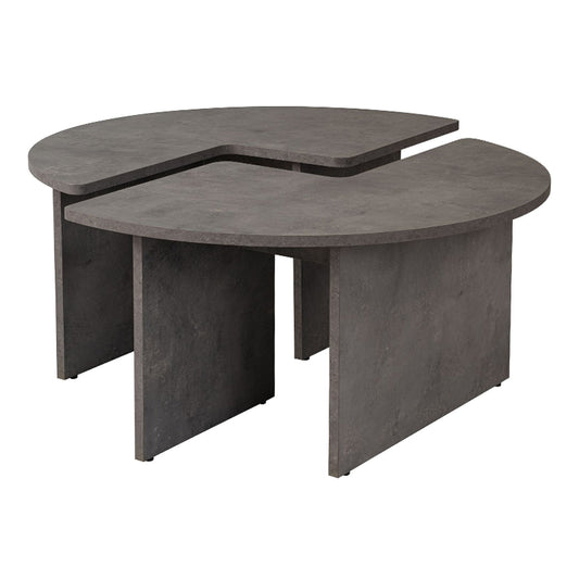 Τραπεζάκι Σαλονιού Σετ 2 Τμχ Moira Χρώμα Γκρι Σκυροδέματος Φ90x41