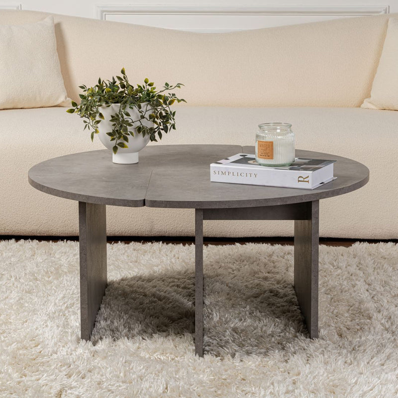 Τραπεζάκι Σαλονιού Σετ 2 Τμχ Moira Χρώμα Γκρι Σκυροδέματος Φ90x41