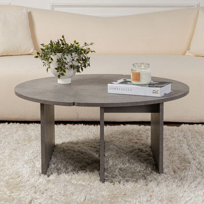 Τραπεζάκι Σαλονιού Σετ 2 Τμχ Moira Χρώμα Γκρι Σκυροδέματος Φ90x41