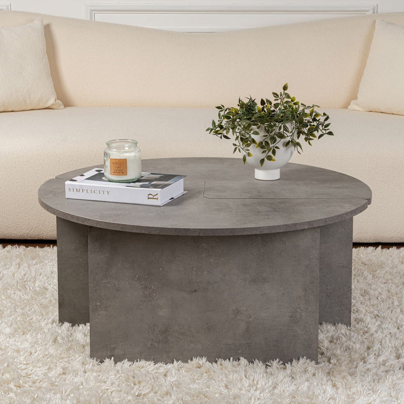 Τραπεζάκι Σαλονιού Σετ 2 Τμχ Moira Χρώμα Γκρι Σκυροδέματος Φ90x41